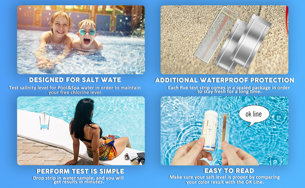salt water pool test strips detail